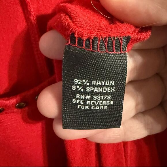 Premise Red Studded Tunic Top - Picture 3 of 5